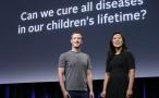 Facebook CEO Mark Zuckerberg, left, smiles next to his wife Priscilla Chan as they rehearse for a speech in San Francisco, Tuesday, Sept. 20, 2016. Zuckerberg and Chan have a new lofty goal: to cure, manage or eradicate all disease by the end of this century. To this end, the Chan Zuckerberg Initiative, the couple’s philanthropic organization, is committing $600 million over the next 10 years to build and run a “Biohub” research center. (AP Photo/Jeff Chiu)